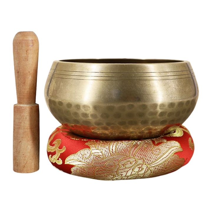 Set bol cantand pentru meditatie, vindecare chakre, 8cm, multicolor