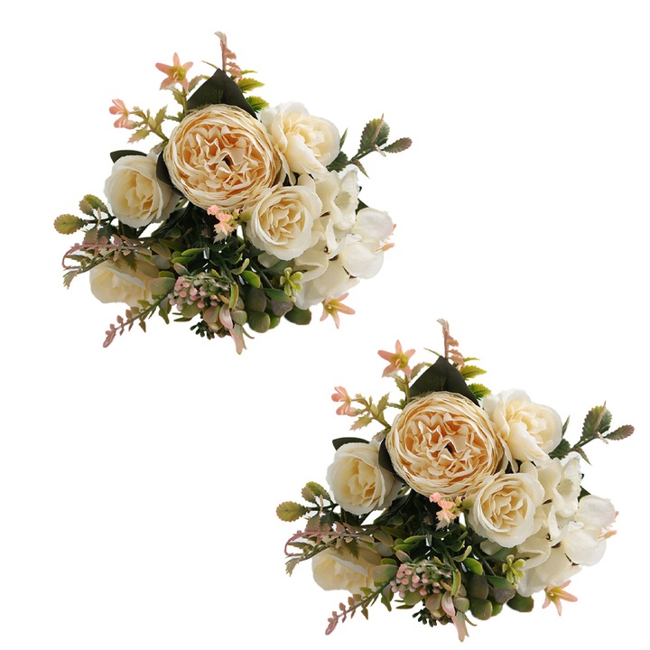 Комплект от 2 изкуствени букета, QttvbTna, 32 см, многоцветни