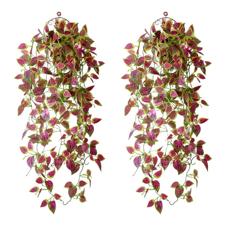Комплект от 2 висящи изкуствени растения QttvbTna, за вътрешна употреба, многоцветни