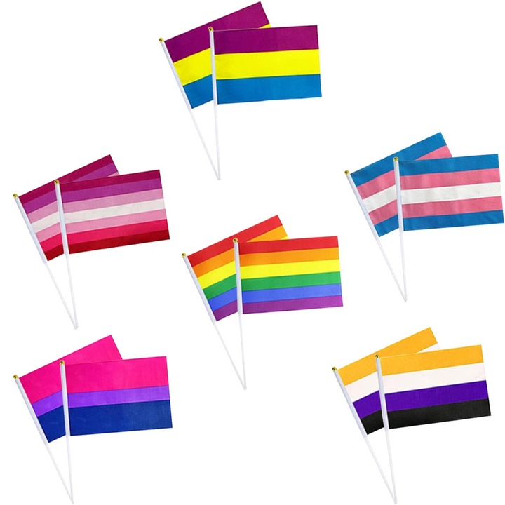Set 36 Steaguri LGBT, Poliester / Plastic, 14 x 21 cm, Multicolor