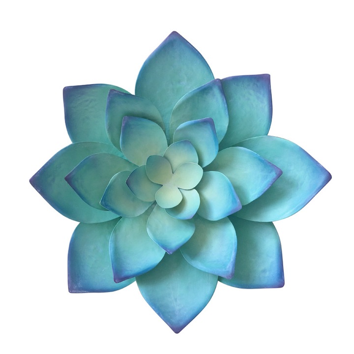 Decor de perete metalic mare, 13 inch fier suculent flori arta agatat pentru interior si exterior acasa dormitor birou