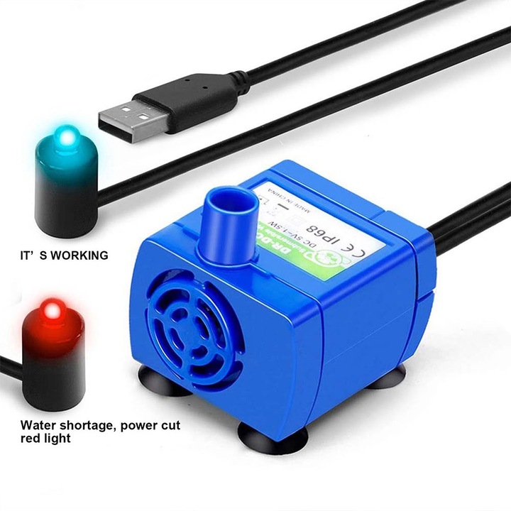 Pompa de inlocuire pentru fantana de apa animale, ultra-silicioasa, consum redus, albastru, 46x43x43mm