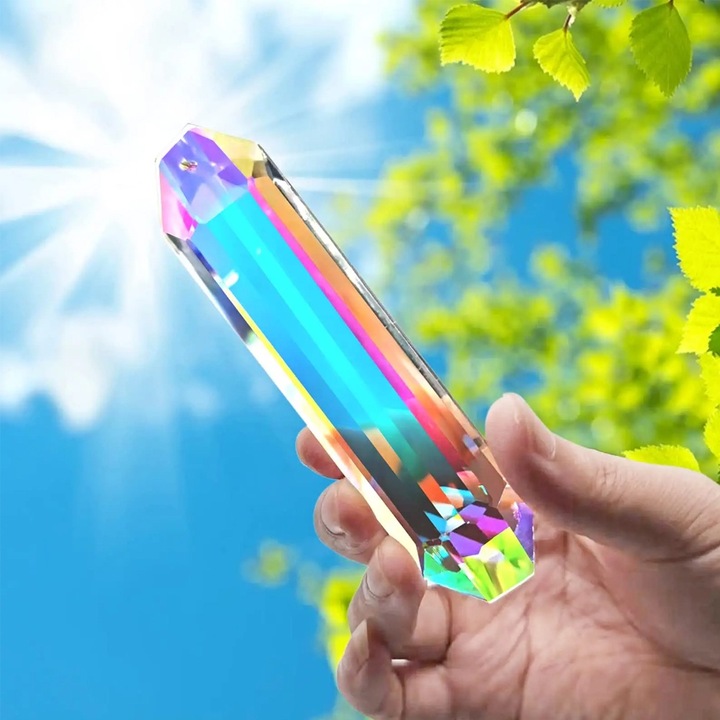 Kristályprizma, kerti dekoráció, otthon, többszínű