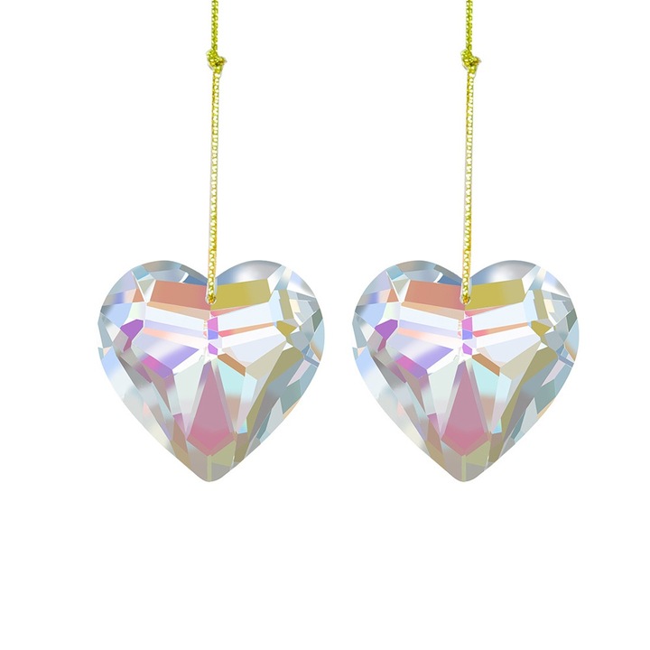 2 db-os szív alakú kristályprizma karácsonyi és esküvői dekorációhoz