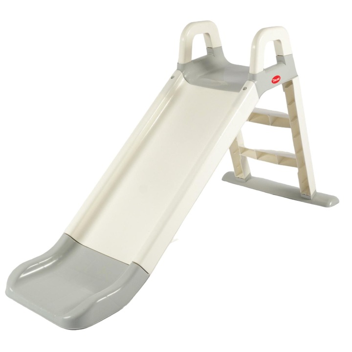 Детска пързалка Doloni, стабилна, със стълба, пластмаса, бял/сив, 140см