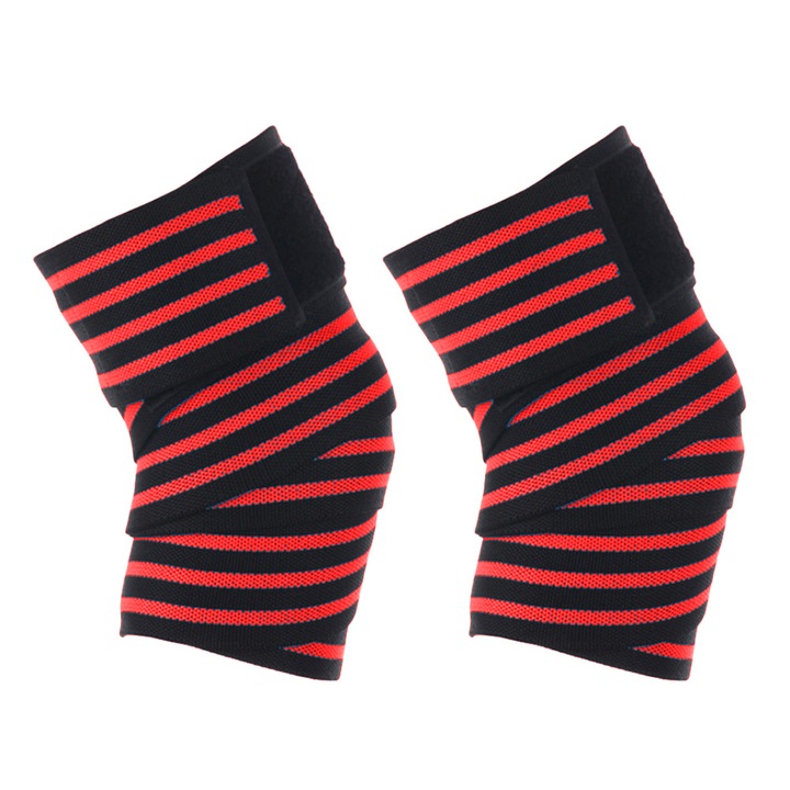 Bandaj genunchi QttvbTna, elastic, design cu banda, inchidere velcro, negru