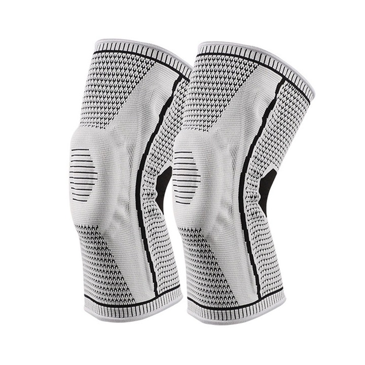 Genunchiere Sportive QttvbTna, Suport Stabil cu Stabilizatori Lateral, Respirabile, Gri