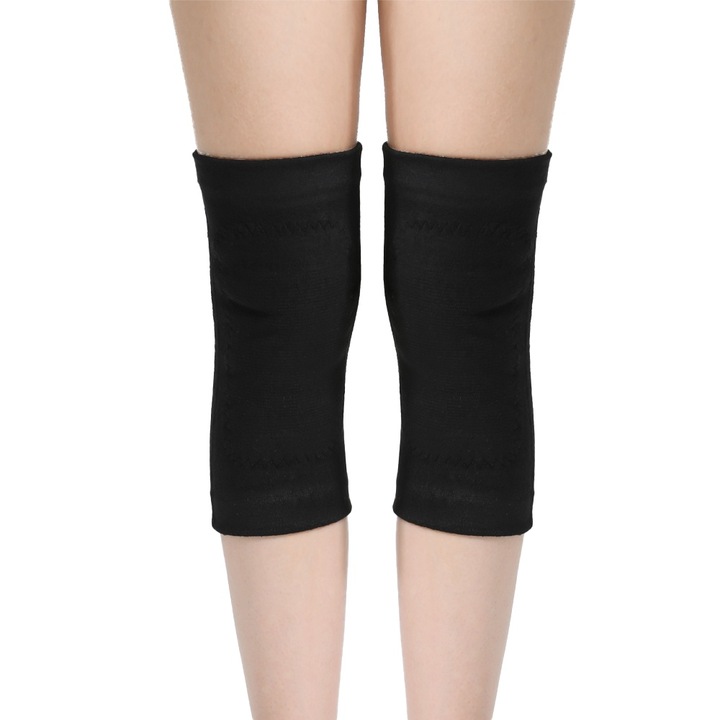 Aparator de genunchi, calduros, negru, lana casmir, pentru iarna, 2 bucati