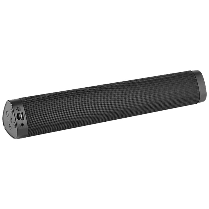 Саундбар Tovbmup, Безжичен, ABS, Bluetooth 5.0, 2 x 3 W, 42 x 7 x 7 см, черен