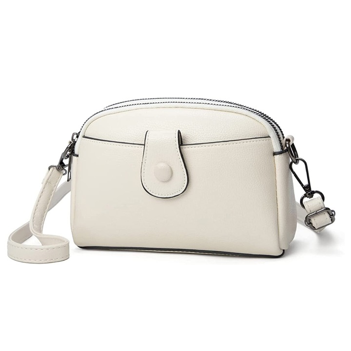 Női válltáska, több rekeszes, fehér, 20x14x7cm