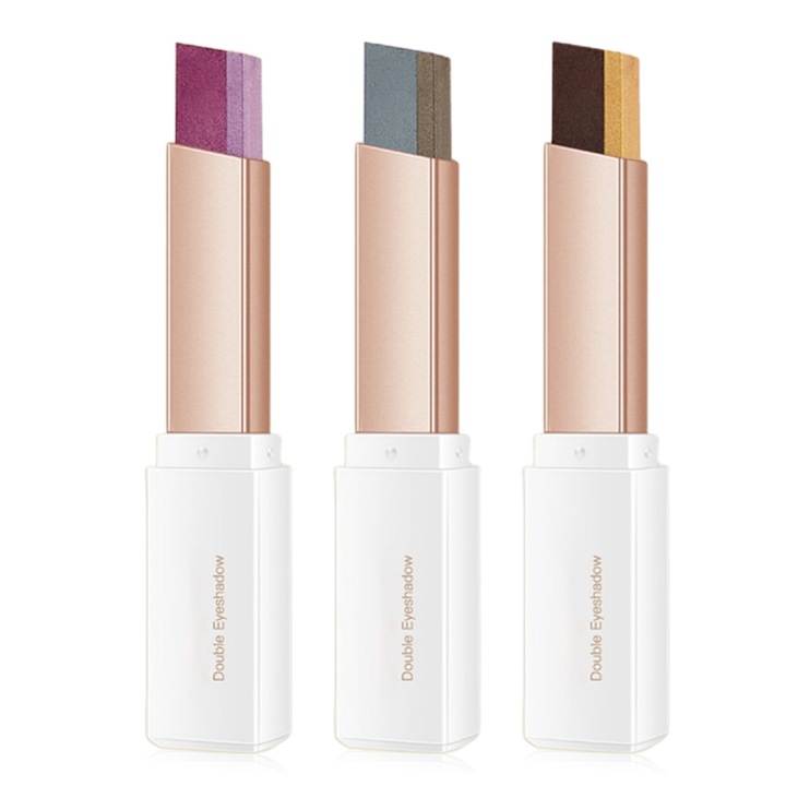 3 szemhéjpúder készlet, QttvbTna, dupla színű pálcika, gyöngyházfényű, sokszínű