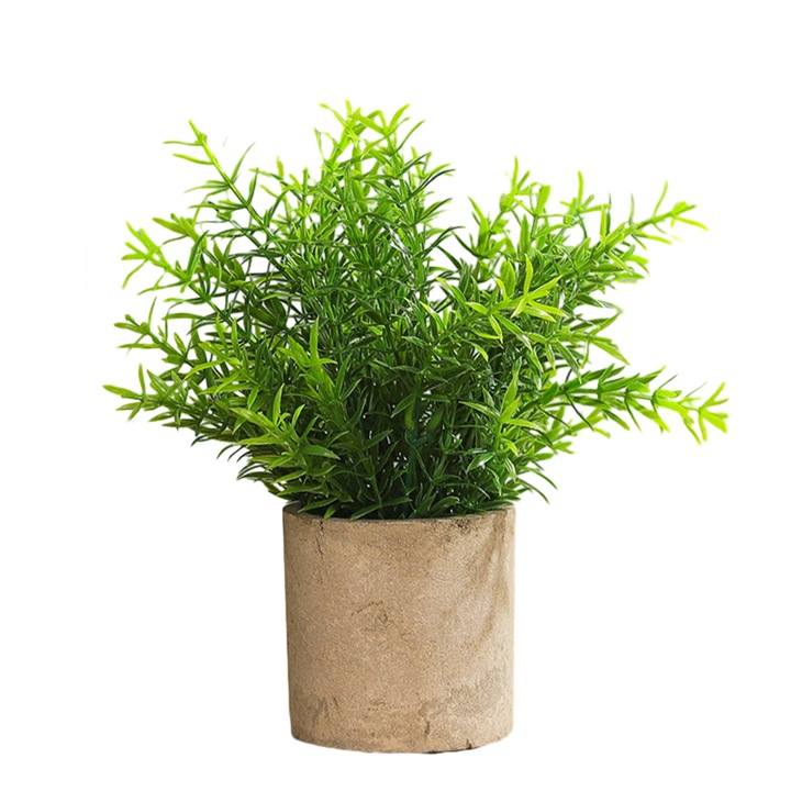 Plante artificiale in ghiveci, Milan, PE, gri, 12.7x12.7x12cm