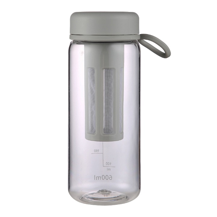 Cana pentru cafea cu filtru detasabil, 600ml, gri, 7x18.5cm