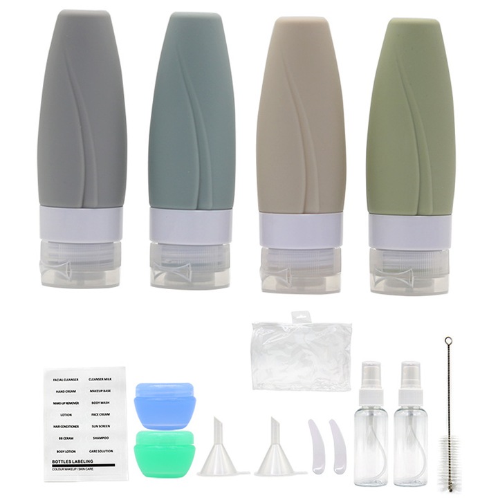 Set Sticle de Calatorie din Silicon, Multicolor, Multimarime