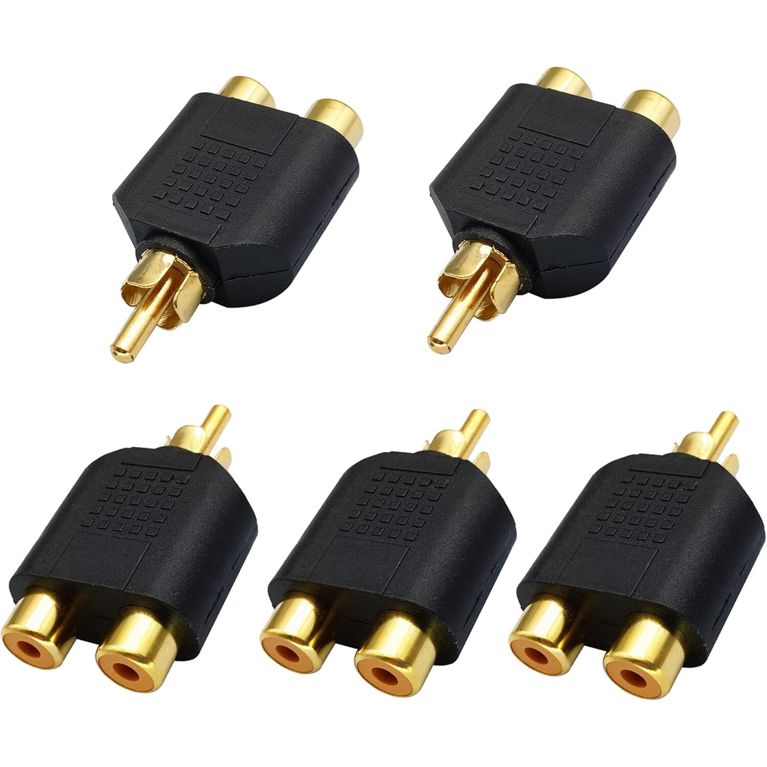 Set 5 Adaptoare Splitter RCA, Tovbmup, 1 RCA tata/2 RCA mama