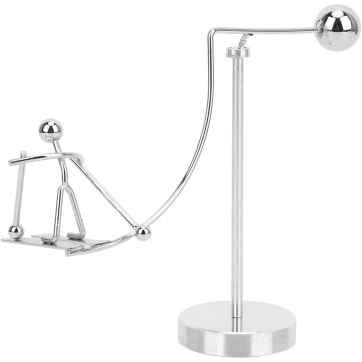 Accesoriu decorativ din otel inoxidabil, Enforose, forma de schior, argintiu