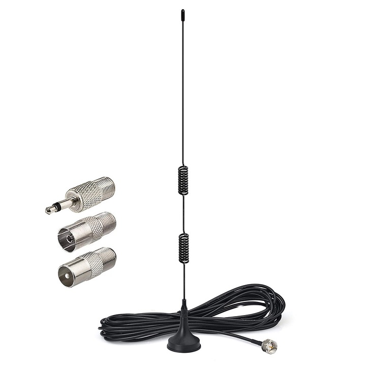 DAB antenna mágneses talppal, Mmgoqqt, 3 adapter, 4K, FM rádió vételhez, 3 m hosszabbító kábel