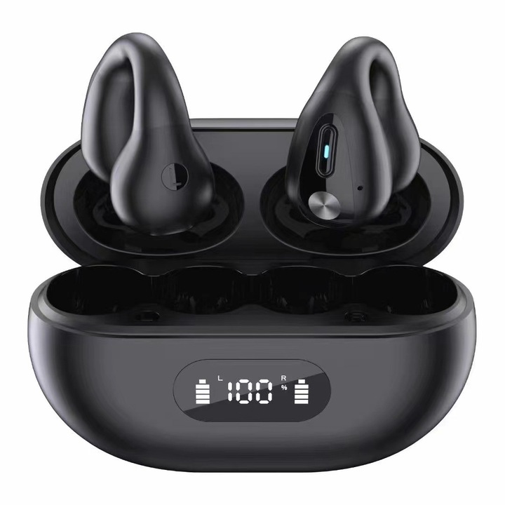 Vezeték nélküli csontvezetéses fejhallgató, Bluetooth 5.3, fehér, kényelmes, HiFi, mozgásálló