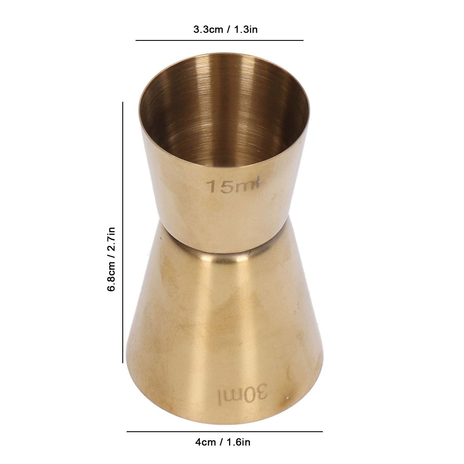 Set 2 buc jigger pentru cocktail, Inox, 15/30ml, 3.3x4cm x 6.8cm
