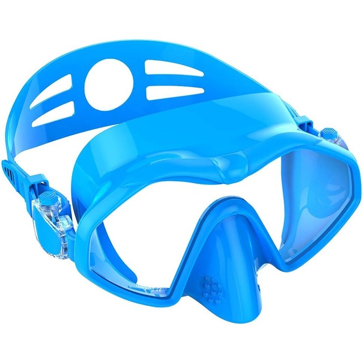 Masca de scufundare AMRINUGL, lentila unica, zone de reducere a presiunii, tratament anti-aburire, sticla securizata, pentru scufundari profesionale