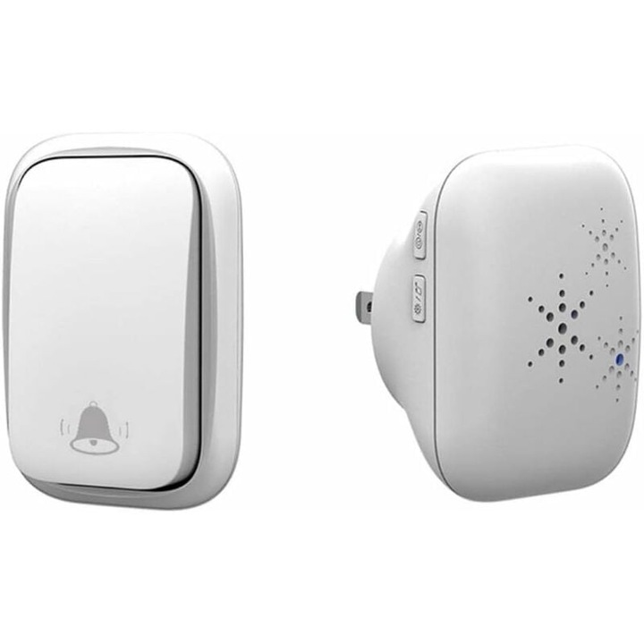 Sonerie fara fir, autoalimentare, clopotei si niveluri de volum personalizabile, raza extinsa a antenei, instalare usoara, pentru hotel de birou acasa