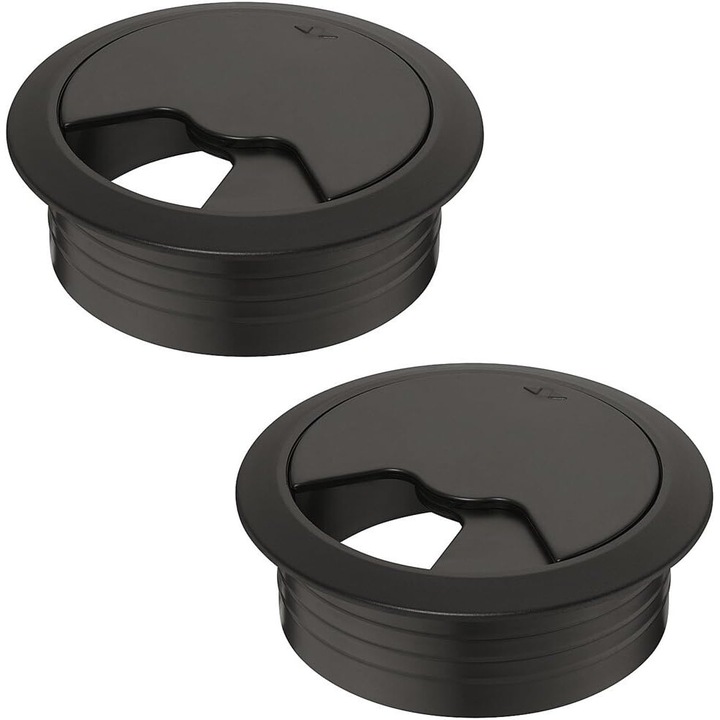 Manson de birou pentru gestionarea cablurilor, Enforose, deschidere reglabila, plastic ABS, negru