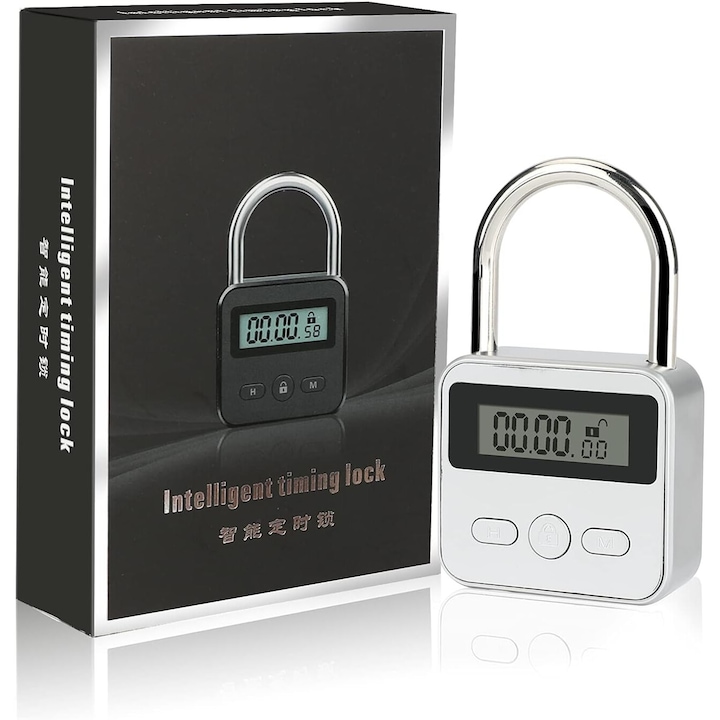 Jormftte intelligens zár időzítővel, 99 óra, tartós fém, ezüst, USB újratölthető