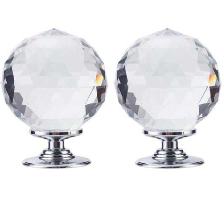 2db fogantyú készlet bútorokhoz, BGHYHYHI, kristály, 30mm, átlátszó