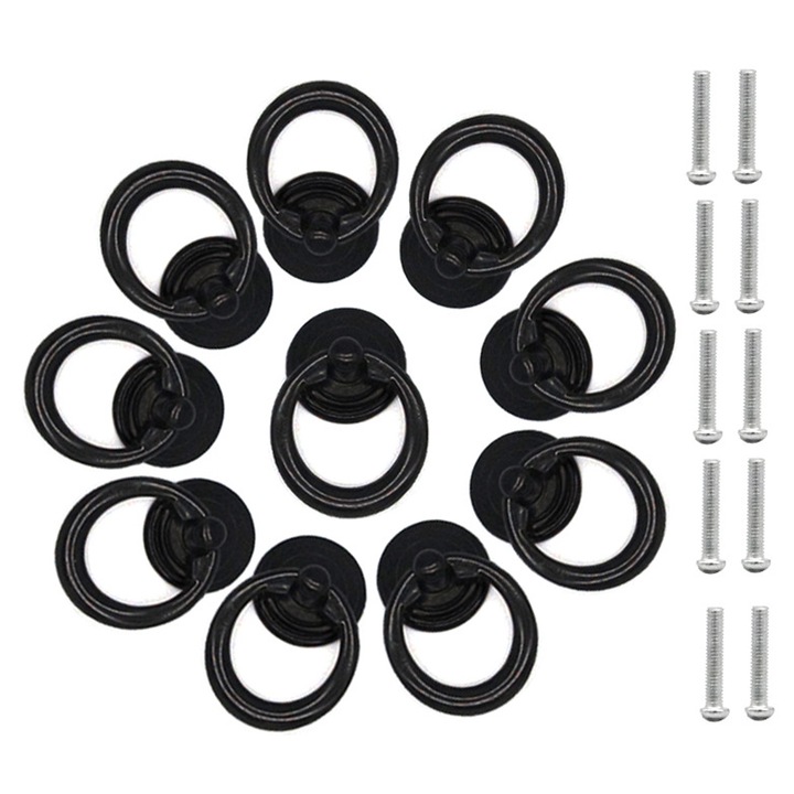 Tragere de sertar negru vintage, 10 buc, material zinc, rezistente la coroziune, potrivite pentru mobilier divers