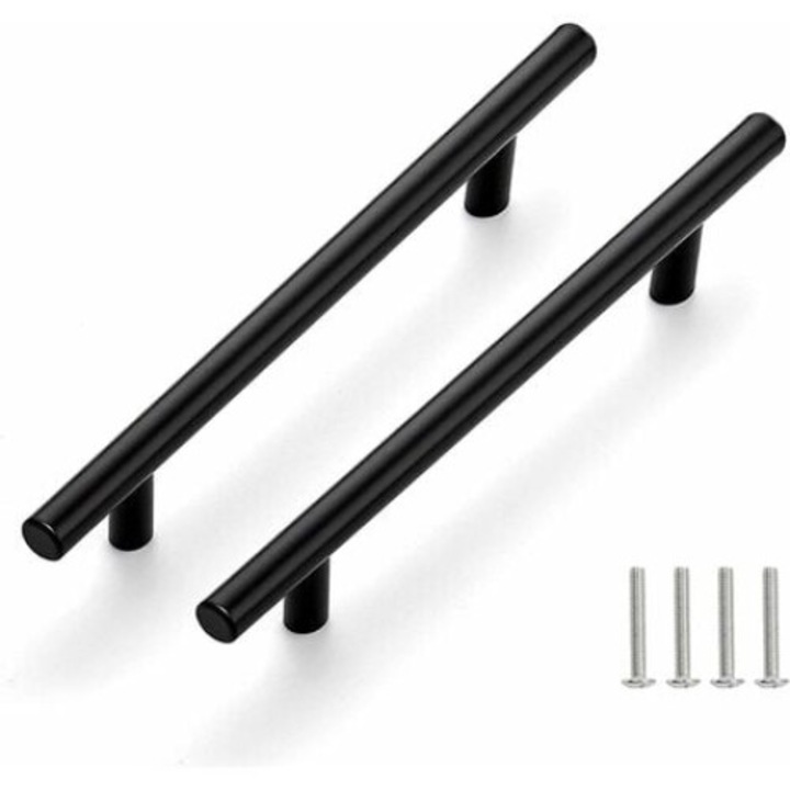 Set 2 manere usa din otel inoxidabil, negru, distanta intre gauri 160mm