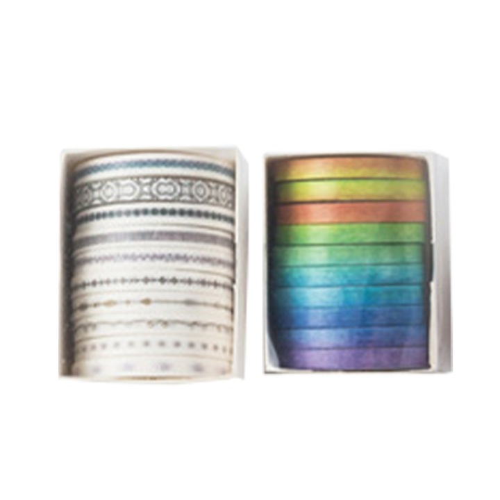 Set benzi decorative Washi Enforose, culori curcubeu, 10x15cm, pentru crafting, jurnalizare, hartie de inalta calitate