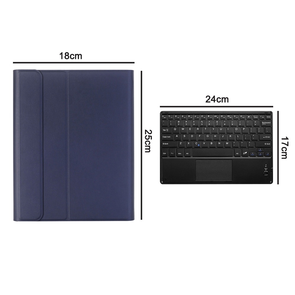 Husa cu tastatura detasabila pentru iPad, AMRINUGL, Bluetooth, suport pentru creion, piele PU