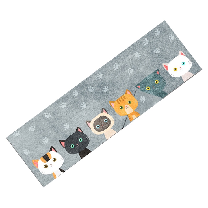 Covoras de bucatarie AMRINUGL, anti-oboseala, impermeabil, plus, 40x120cm, design pisicute