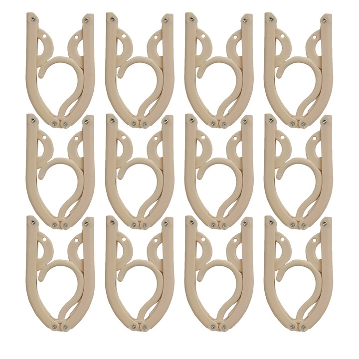 Set 12 umerase pliabile pentru calatorie, bej, design antialunecare, portabile