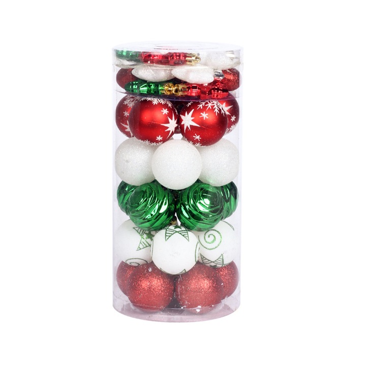 41 db-os karácsonyi gömb szett, többszínű, tartós, 6cm