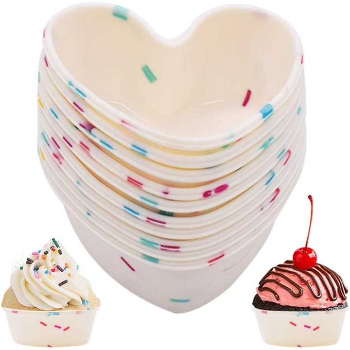 Set 10 forme prajituri silicon, rezistente la caldura, bej, 7.5x3cm