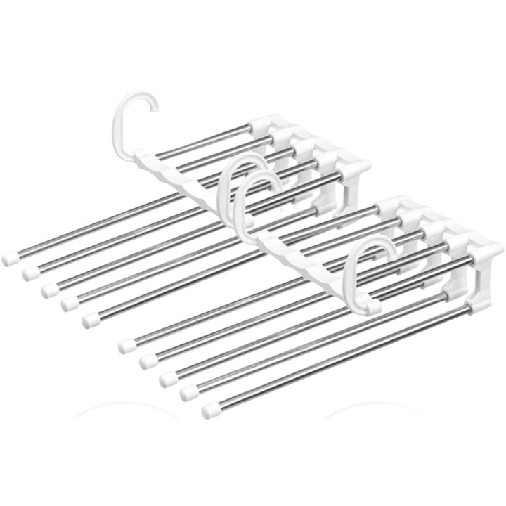 Set 2 Umerase Multifunctionale, Extensibile, Inox, Alb, 30.5x6.5x14cm