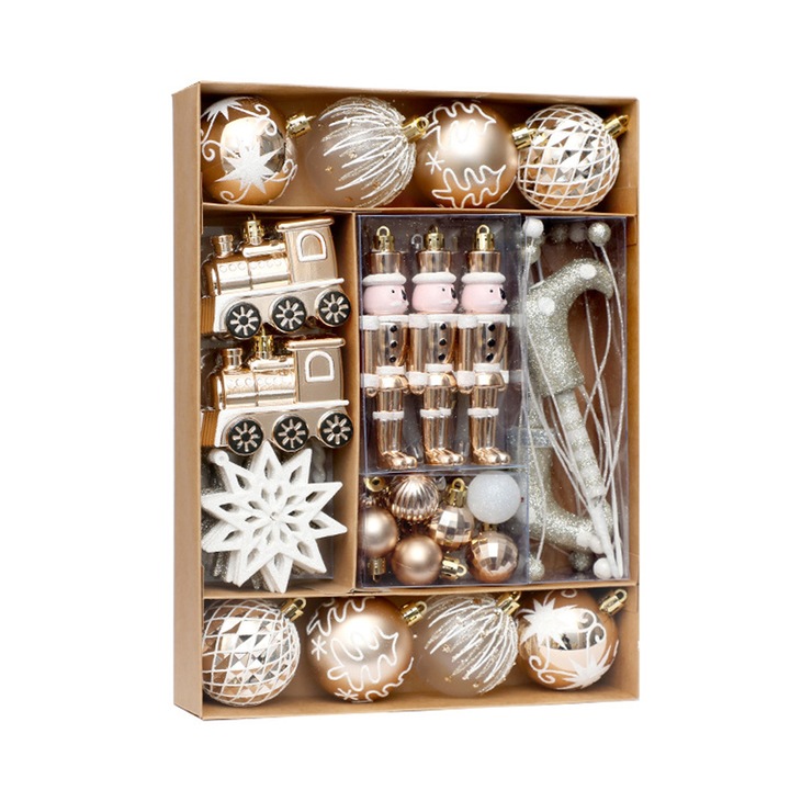 Set 50 globuri de Craciun, Multicolor, 24.5x32.5x6cm