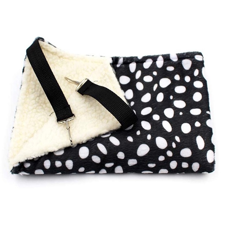 Culcus suspendat animale, textil, reversibil, alb/negru, 35x35cm