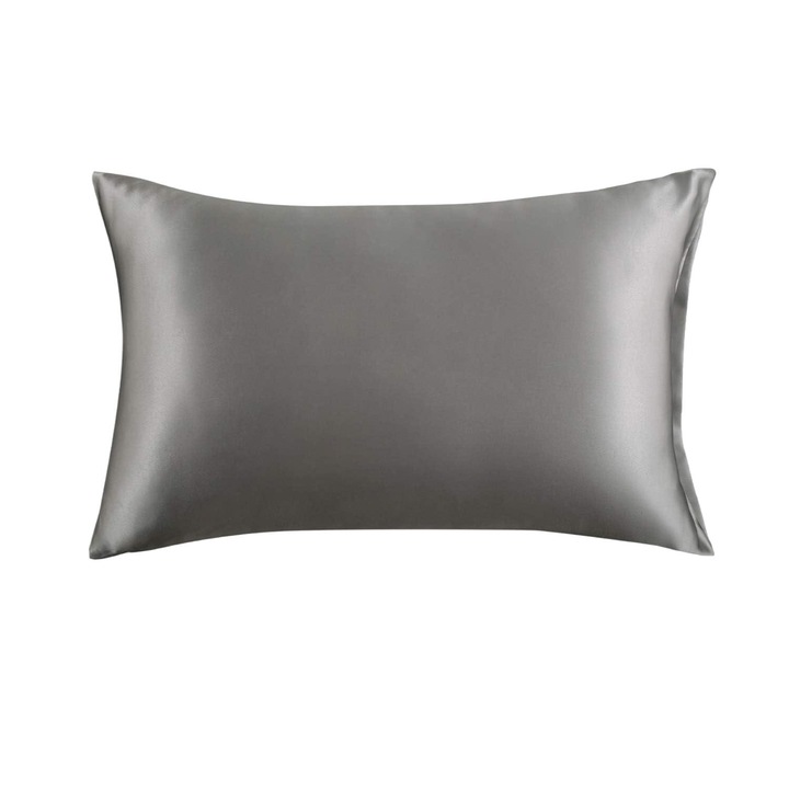 Set 2 fete de perna, satin poliester, antifrictiune pentru par si piele, inchidere tip plic, gri inchis