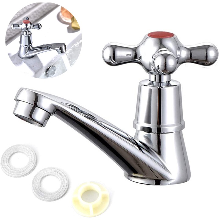 Egykaros szaniter csaptelep, AMRINUGL, modern design, víztakarékos, ezüst, 125mm x 88mm