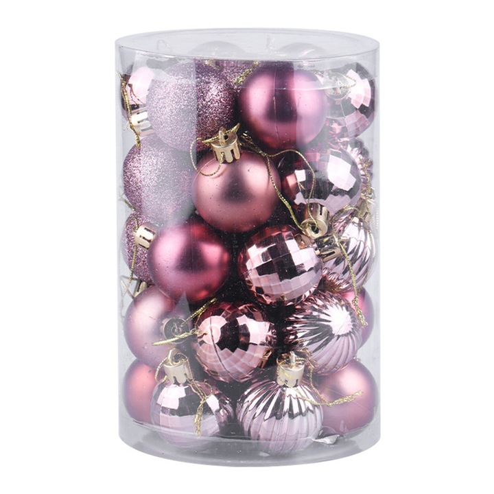 Set 34 bucati globuri de Craciun 4cm, decoratiuni rezistente la socuri