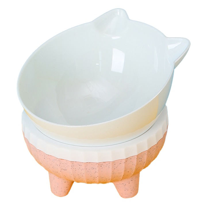 Castron inalt si inclinat pentru pisici, polipropilena, protectie cervicala, usor de curatat, multicolor