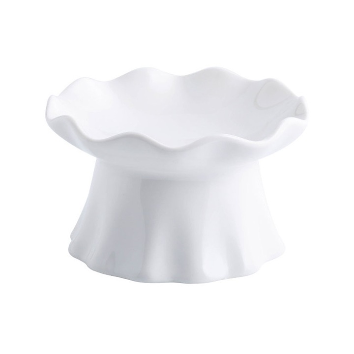 Set 2 Castroane Ridicate pentru Pisici, Prevenire Reflux, Ceramica, Alb