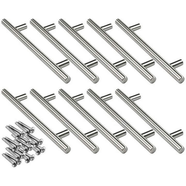 Manere pentru dulapuri, Enforose, inox, design bara in T, instalare usoara, set