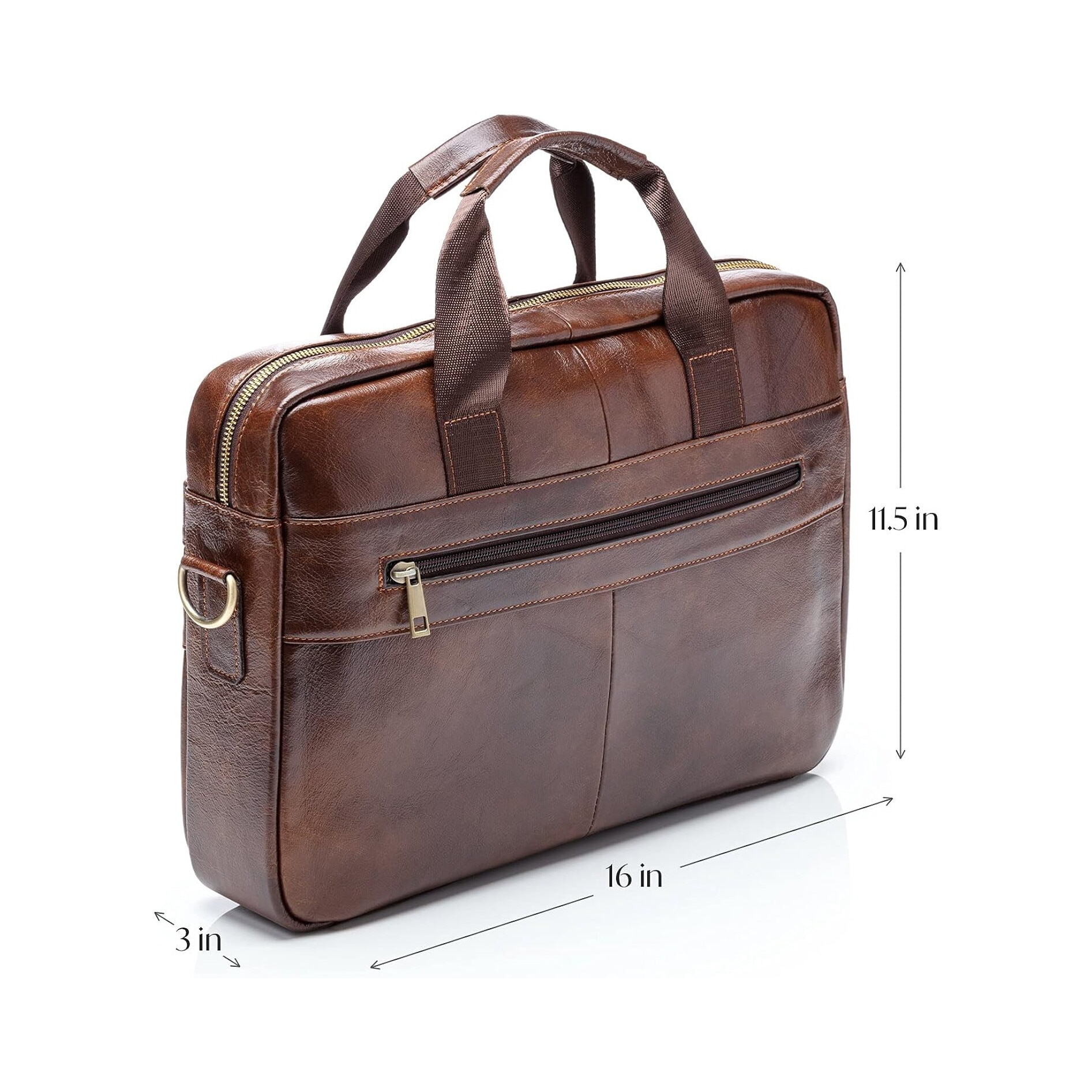 Servieta din piele pentru barbati, protectie captusita, maro, pentru laptop de pana la 14 inch