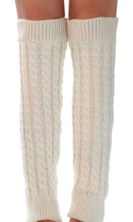 Дамски гети, вълнени, бял, един размер INTL