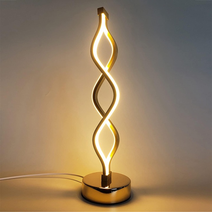 Lampadar LED, alb auriu, 45x12.5cm, dimabil, aluminiu fier silicon
