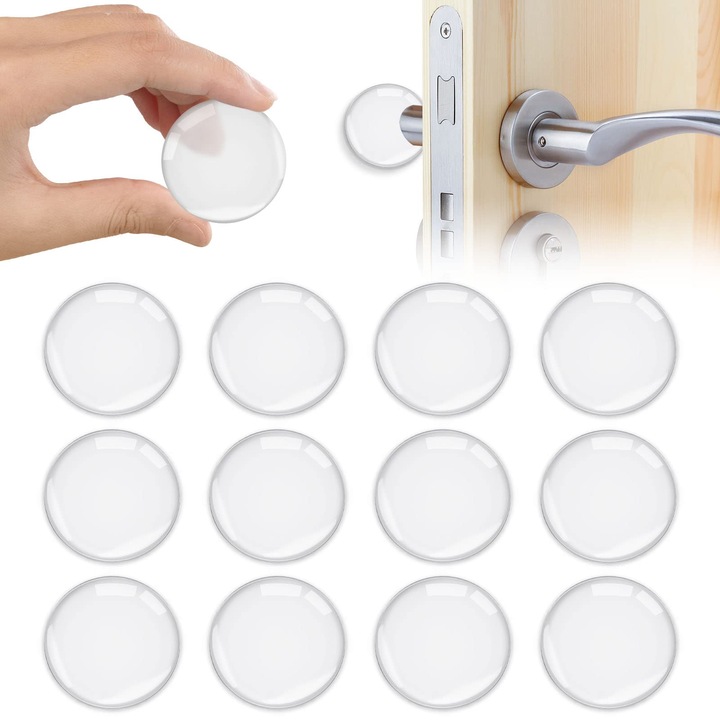 Set 12 bucati protectii transparente pentru manerele usilor, Cozevdnt, autoadezive, protectie perete, protectie mobilier