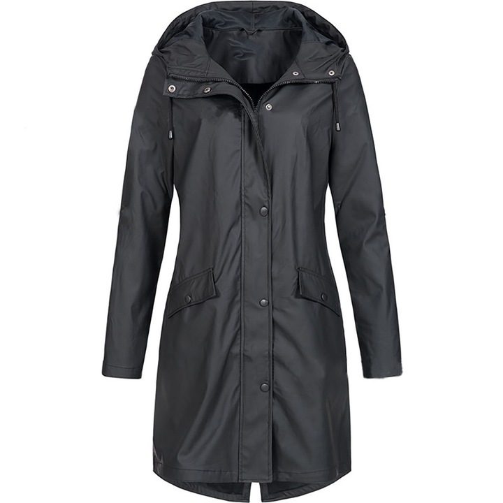 Geaca de ploaie QttvbTna, impermeabila si respirabila, usoara, pentru drumetie, negru, onesize